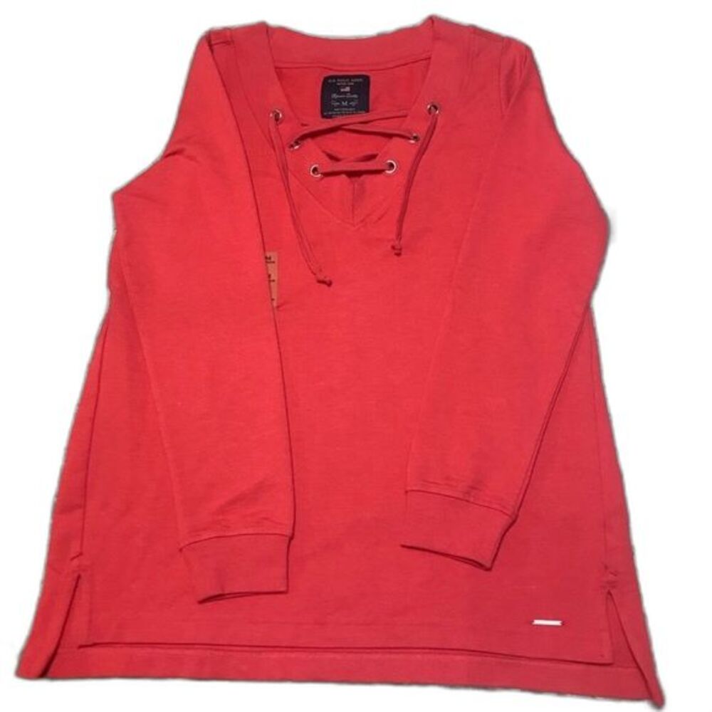 US Polo Assn Coral top women long sleeve V neck hi low sweater size M causal